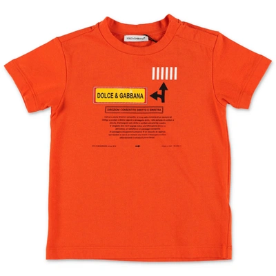 Shop Dolce & Gabbana T-shirt Arancio In Jersey Di Cotone