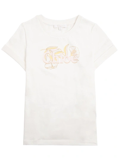 Shop Chloé Cotton T-shirt With Logo In White