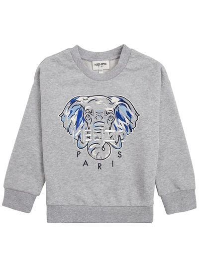 Shop Kenzo Grey Cotton Sweatshirt With Print