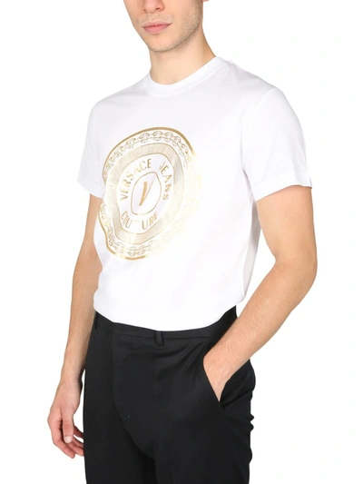 Shop Versace Jeans Couture V Embleme Logo T-shirt In Multicolour