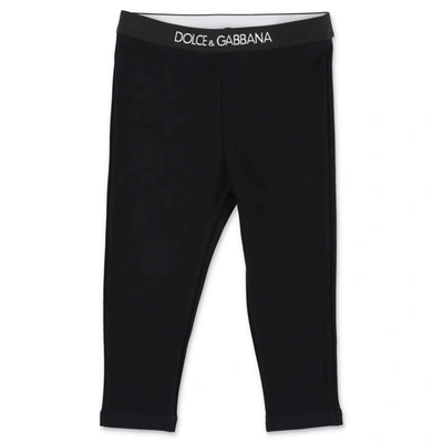 Shop Dolce & Gabbana Kids Logo Waistband Leggings In Black