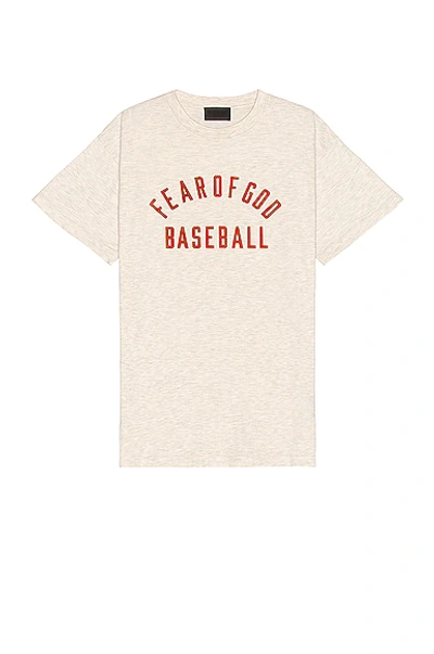 Shop Fear Of God Baseball Tee In Cream Heather & Red