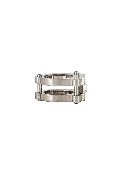 Shop Balenciaga Gear Ring In Antique Silver