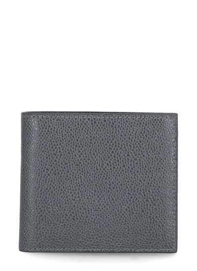 Shop Thom Browne Pebble Textured Bifold Wallet In Grey