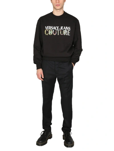 Shop Versace Jeans Couture Sweatshirt With Bijoux Logo In Black