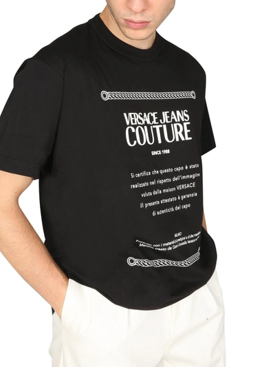 Shop Versace Jeans Couture T-shirt With Logo Print In Black