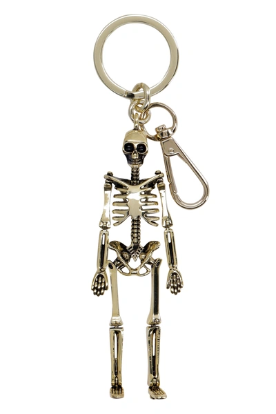 Shop Alexander Mcqueen Skeleton Keyring In Gold