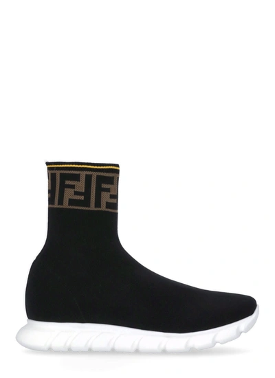 Shop Fendi Kids Ff Sock Sneakers In Black