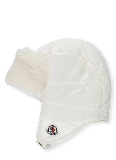 Shop Moncler Enfant Logo Patch Padded Hat In White