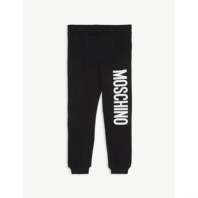 Shop Moschino Logo Cotton-blend Jogging Bottoms 4-14 Years In Black