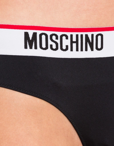 Shop Moschino Brazilian Briefs With Logo In Black