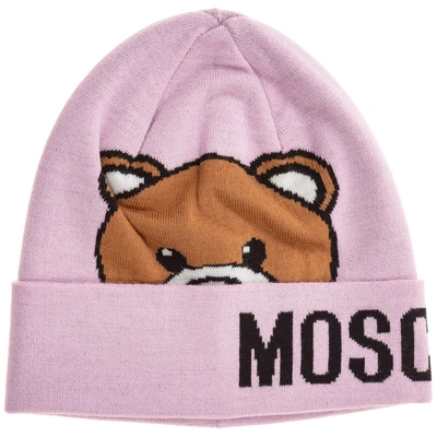 Moschino Women's Beanie Hat Teddy In Pink | ModeSens