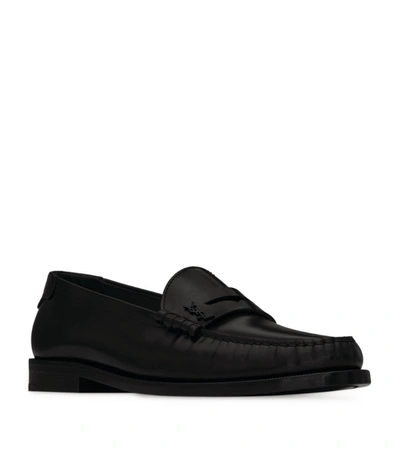 Shop Saint Laurent Leather Le Loafers In Black