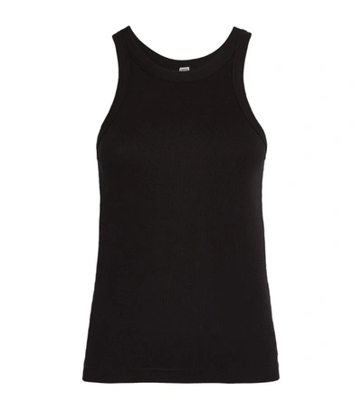 Shop Totême Ribbed Tank Top In Black