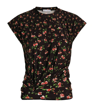 Shop Paco Rabanne Floral Gathered Top In Black