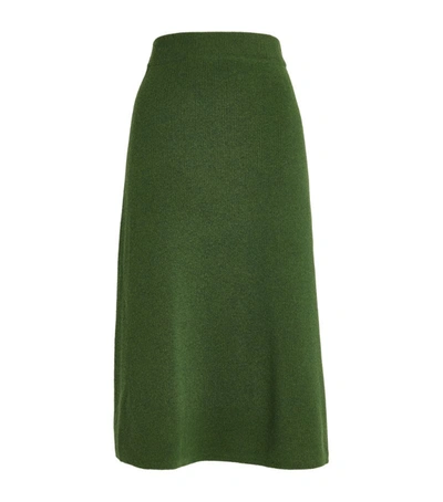Shop Yves Salomon Wool-cashmere Midi Skirt In Green
