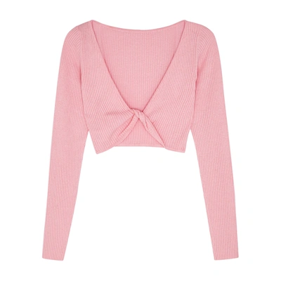 Shop Bec & Bridge Riviera Pink Cropped Ribbed-knit Top In Light Pink