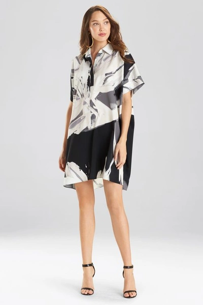 Shop Natori Petal Paint Stroke Caftan Dress In Black