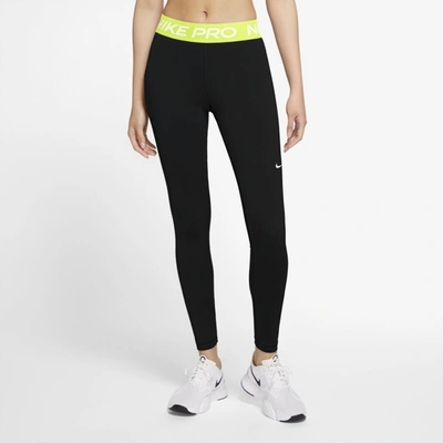 Shop Nike Women's  Pro Mid-rise Mesh-paneled Leggings In Black