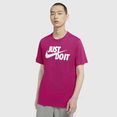 Shop Nike Sportswear Jdi Men's T-shirt In Fireberry,white