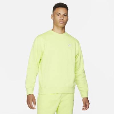 Shop Nike Sportswear Club Fleece Crew In Light Lemon Twist,white