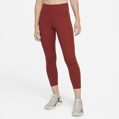Shop Nike One Luxe Women's Mid-rise Crop Leggings In Redstone,clear