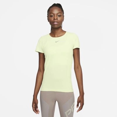 Shop Nike Dri-fit Adv Aura Women's Slim-fit Short-sleeve Top In Lime Ice