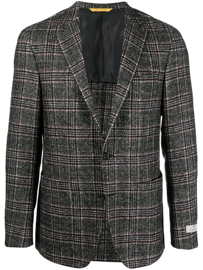 Shop Canali Checked Wool Blazer In Grey