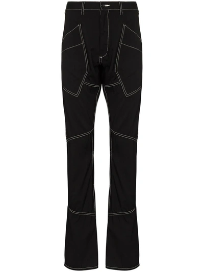 Shop Sulvam Patchwork Tailored Straight-leg Trousers In Black