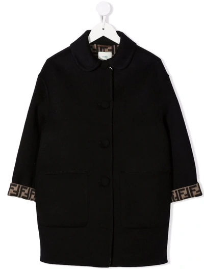 Shop Fendi Ff-motif Single-breasted Coat In Black