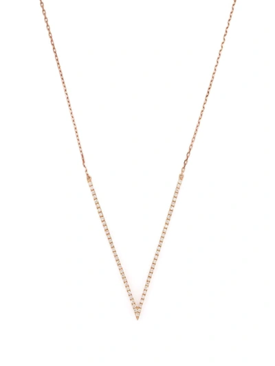 Shop Djula 18kt Rose Gold Big V Diamond Necklace In Rosa