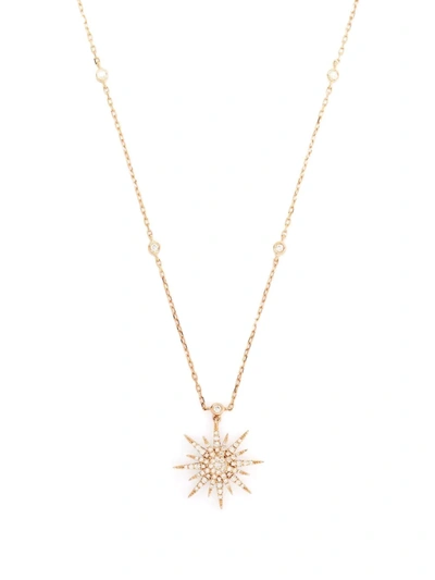 Shop Djula 18kt Rose Gold Soleil Diamond Necklace In Rosa