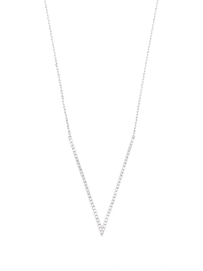 Shop Djula 18kt White Gold Big V Diamond Necklace In Silber