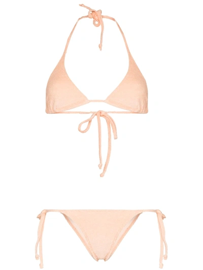 Shop Lisa Marie Fernandez Pamela Triangle-cup Bikini Set In Orange