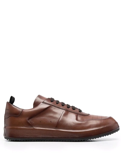 Shop Officine Creative Panelled Low-top Leather Sneakers In Braun