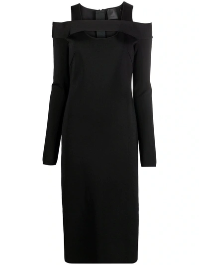 Shop Givenchy Cold-shoulder Fitted Dress In Schwarz