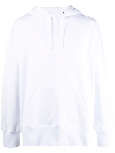 Shop Valentino Cotton Logo-patch Hoodie In Weiss