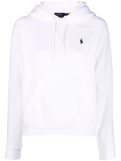 Shop Polo Ralph Lauren Embroidered-logo Pullover Hoodie In Weiss