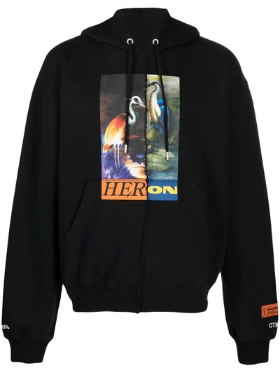 Shop Heron Preston Split Graphic-print Hoodie In Schwarz