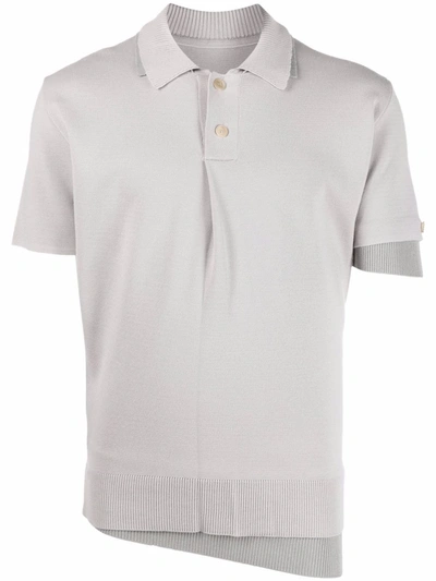 Shop Jacquemus Layered Fine-knit Polo Shirt In Grau