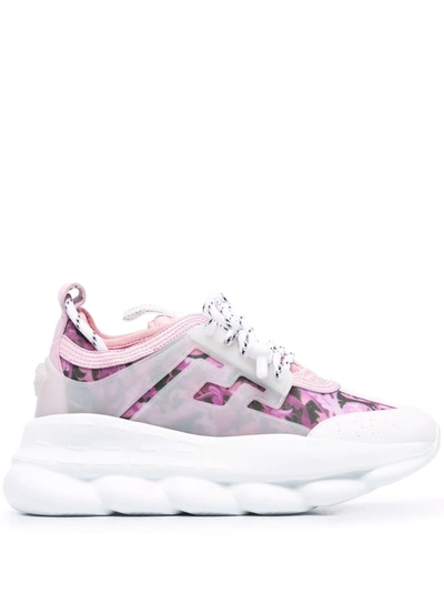 Shop Versace Oversize-sole Lace-up Sneakers In Rosa