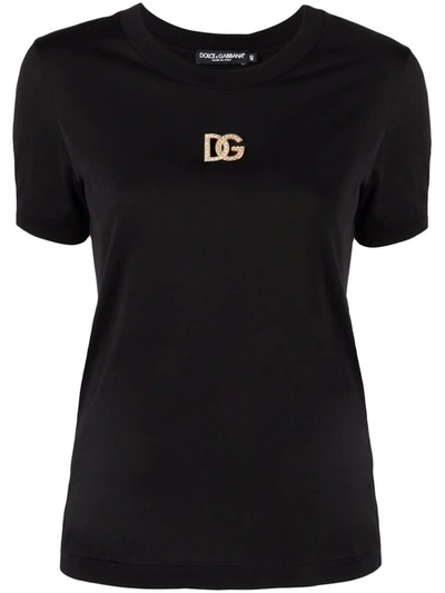 Shop Dolce & Gabbana Logo-plaque Short-sleeve T-shirt In Schwarz
