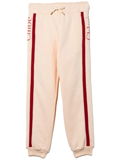 Chloé Side-stripe Cotton Track Trousers In Pink