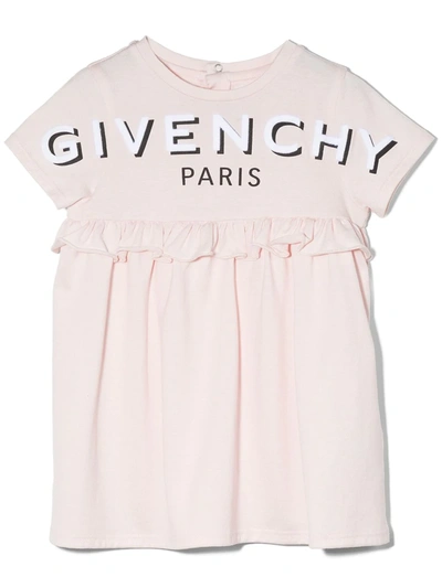 Shop Givenchy Logo-print Short-sleeve Dress In Pink