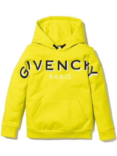 Shop Givenchy Logo Print Hooded Sweatshirt In Green