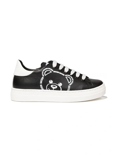 Shop Moschino Teddy Logo Low-top Sneakers In Black
