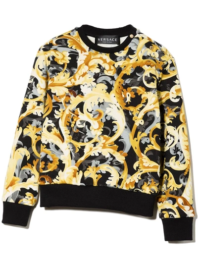 Shop Versace Baroque Pattern Sweatshirt In Black