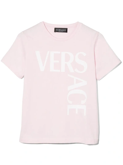 Shop Versace Logo-print T-shirt In Pink