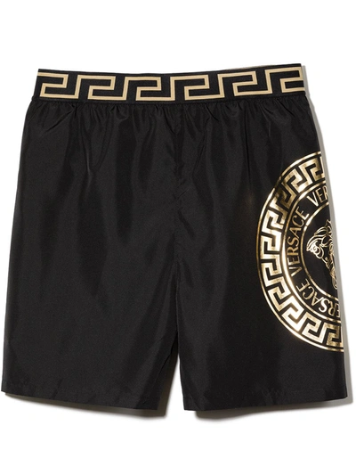 Shop Versace Teen Medusa Swim Shorts In Black