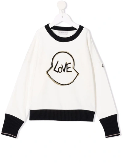 Shop Moncler Love-print Sweatshirt In White